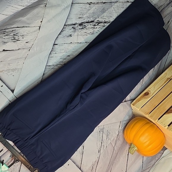 Quince Stretch Crepe Pleated Wide Leg Slacks In Navy Size 10 - Picture 6 of 9